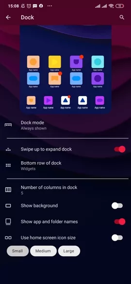Microsoft Launcher Dock Setting